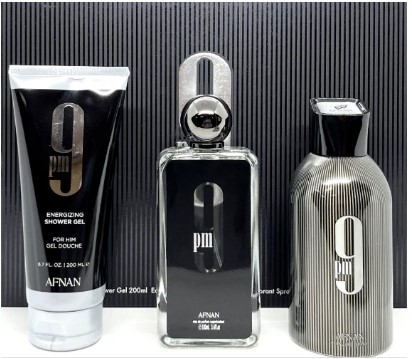 Afnan Men's 9PM Gift Set 3 Pieces: 3.4oz EDP, 6.8oz Shower Gel, and 8.5oz Deodorant Spray