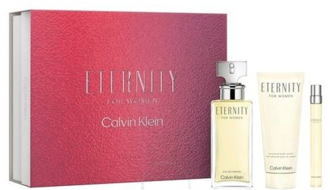 Calvin Klein Eternity 3-Piece Gift Set for Women – 3.3 oz EDP, 0.33 oz EDP, 3.4 oz Body Lotion 