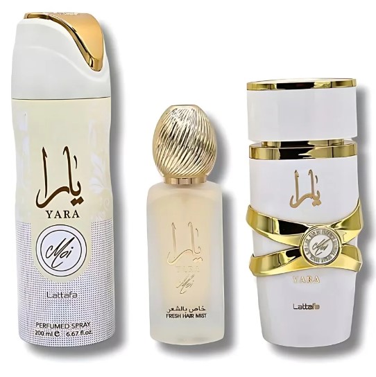 Lattafa Yara Moi 3-Piece Gift Set for Women – 3.4 oz EDP Spray, 6.67 oz Deo Spray, 1.7 oz Hair Mist 