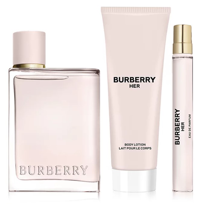 Burberry Her 3-Piece Gift Set for Women – 3.3 oz EDP, 0.33 oz EDP, 2.5 oz Body Lotion (Hard Box) 