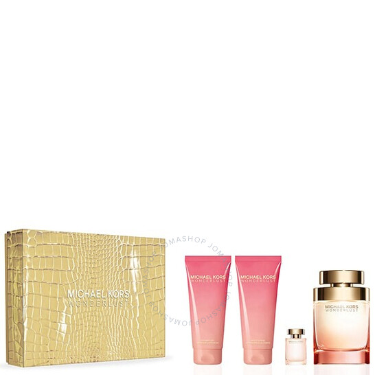 Michael Kors Wonderlust for Women - 4 Pc Gift Set 3.4oz EDP Spray, 3.4oz Body Lotion, 3.4oz Shower Gel, 0.33 oz EDP Spray