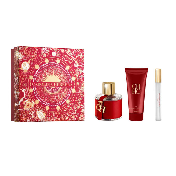 Carolina Herrera CH 3-Piece Gift Set for Women – 3.4 oz EDT Spray, 3.4 oz Body Lotion, 0.34 oz EDT Spray