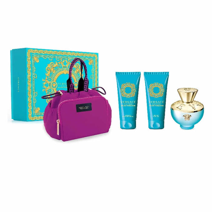 VERSACE DYLAN TURQUOISE  4PC SET 3.4 EDT SP | 3.4 BL | 3.4 SGEL | 5 ML MINI 