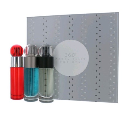 Perry Ellis 360 Trio Men's 3-Piece Set: 1.0 oz Regular EDT, 1.0 oz Red EDT, and 1.0 oz Reserve EDT