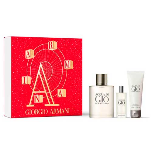 Giorgio Armani Men's Acqua di Gio Gift Set: 3 Pieces - 3.4oz EDT Pour Homme Spray, 0.5oz EDT Travel Spray, & 2.5oz Body Shampoo