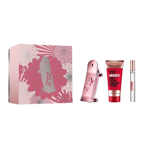 Carolina Herrera 212 Heroes 3-Piece Gift Set for Women – 2.7 oz EDP Spray, 3.3 oz Body Lotion & mini