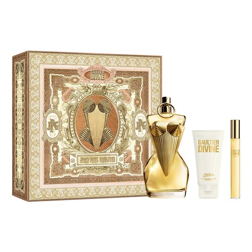 Jean Paul Gaultier Divine 3-Piece Gift Set for Women – 3.4 oz EDP, 2.5 oz Body Lotion, 0.33 oz EDP Travel Spray 