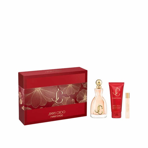 Jimmy Choo I Want Choo 3-Piece Gift Set for Women – 3.3 oz EDP Spray, 0.25 oz EDP Spray, 3.3 oz Body Lotion 