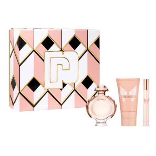 Olympea by Paco Rabanne 3-Piece Gift Set for Women – 2.7 oz EDP Spray, 3.4 oz Body Lotion, 0.34 oz EDP Spray 