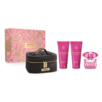 Versace Bright Crystal Absolu 4-Piece Gift Set for Women – 3.0 oz EDP, 3.4 oz Body Lotion, 3.4 oz Shower Gel, Cosmetic Case 