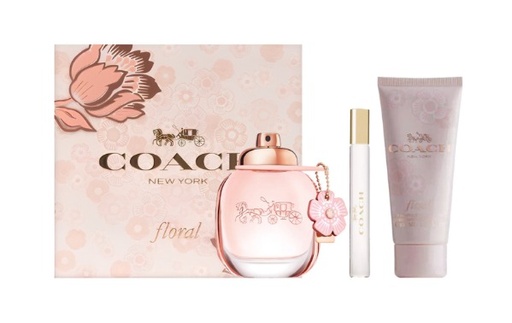 COACH FLORAL WOMEN 3PCS SET 3.0 oz EDP with 3.3 oz BL & POUCH 