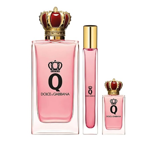 Dolce & Gabbana Queen 3-Piece Gift Set for Women – 3.4 oz EDP Spray, 0.33 oz EDP Travel Spray, 0.17 oz Mini EDP. 