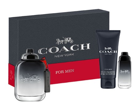 Coach New York 3-Piece Gift Set for Men – 3.4 oz EDT Spray, 3.4 oz Shower Gel, 0.5 oz EDT Travel Spray