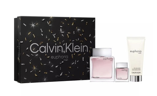 Calvin Klein Men's Euphoria 3-Piece Gift Set: 3.3 oz EDT Spray, 3.3 oz After Shave Balm, and 15 ml EDT Spray