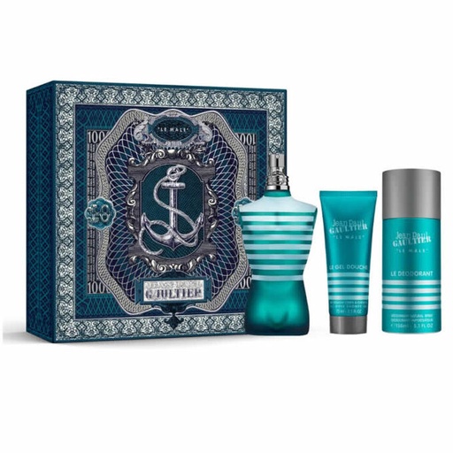 Jean Paul Gaultier Men's Le Male 3 Pieces: 4.2oz Eau de Toilette, 2.5oz Shower Gel, 5.0oz Deodorant