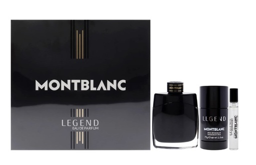 Mont Blanc Legend EDP 3 PCS 3.3oz EDP Spray with 0.25oz EDP Spray & 2.5oz Deo Stick