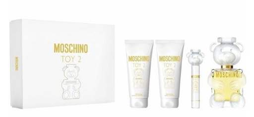 Moschino Toy 2 4-Piece Set for Women – 3.4 oz EDP Spray, 0.3 oz EDP Travel Spray, 3.4 oz Perfumed Body Lotion, 3.4 oz Perfumed Bath & Shower Gel 