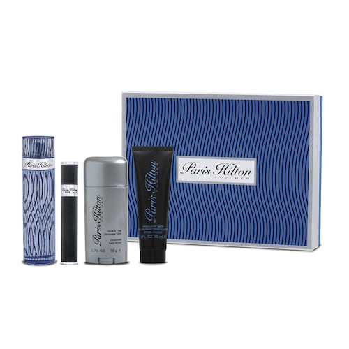 Paris Hilton for Men 4-Piece Gift Set: 3.4 oz EDT Spray, 3 oz Hair and Body Wash, 2.75 oz Alcohol-Free Deodorant Stick, and 0.25 oz EDT Spray